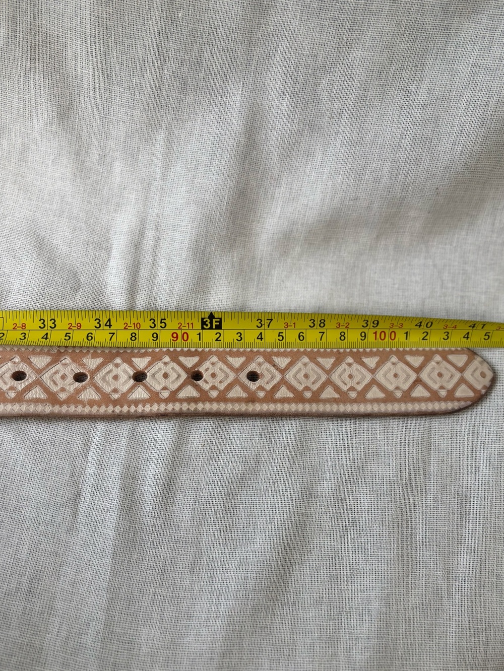 Lucky Brand Embossed Leather Belt Womens M Antique Brass Buckle Western 1.5” - Picture 11 of 14